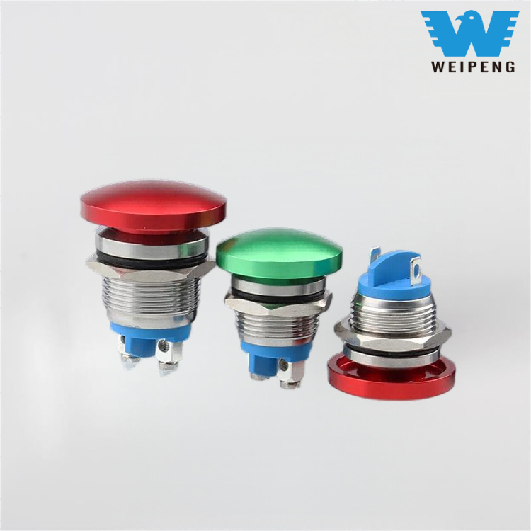 16/19/22 مللي متر رأس الفطر زر ضغط معدني إعادة تعيين التبديل