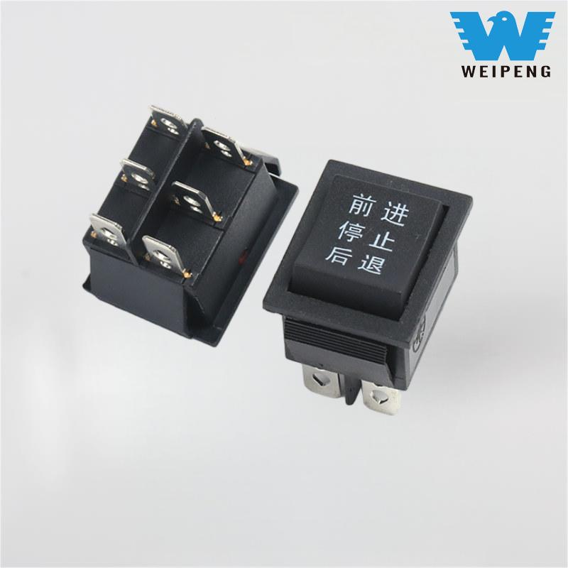 KCD4 أسود 31 * 25 مم 6 دبوس 3 مواضع 16A 250V مفتاح متأرجح