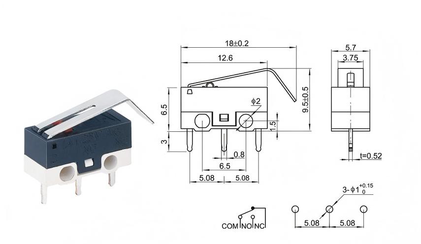 مفتاح ماوس بمقبض منحني باللون الفضي